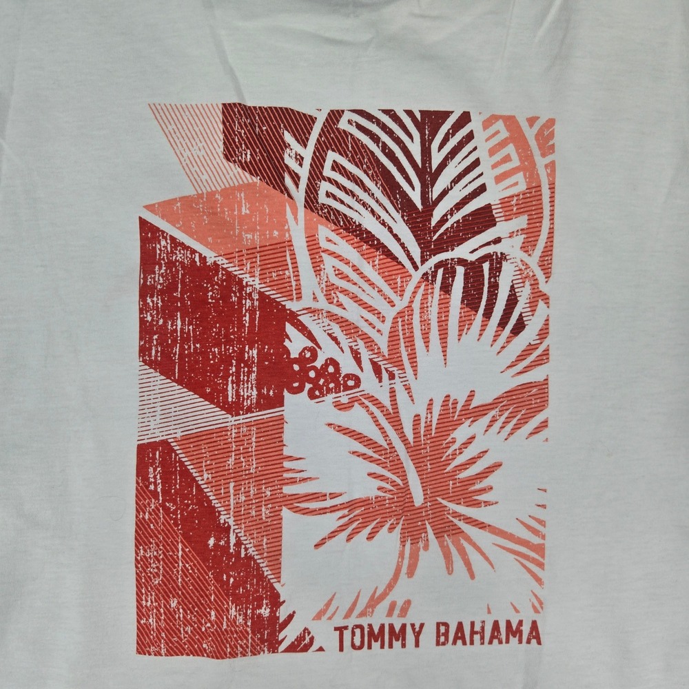 Tommy Bahama Mens Large White Tropical Hibiscus Graphic T-Shirt